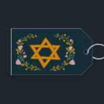 Star of David Hand-drawn Floral Hanukkah Custom  Gift Tags<br><div class="desc">Hand drawn star and florals by me for you. Great for a bat mitzvah or Jewish wedding or Hanukkah or other event. Customise with your own text on the back by clicking "personalise". For more designs and colours check my shop! Or let me know if you'd like something custom. Ask...</div>