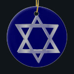 Star of David Hanukkah Blue Ornament<br><div class="desc">A silvery Star of David for the Hanukkah season.</div>