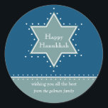 Star of David Hanukkah Gift Message Sticker<br><div class="desc">Today's Best Award - October 7, 2010 A Star of David outlined by white dotts serves as a frame for your holiday personal message. What a great Hanukkah sticker to place on gifts for your child's teacher, the mailman, doorman or delivery person. Available in alternate colours with matching photo cards,...</div>