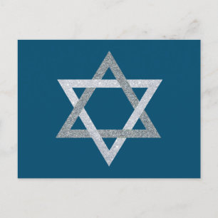 Star of David Hanukkah Glitter Postcard