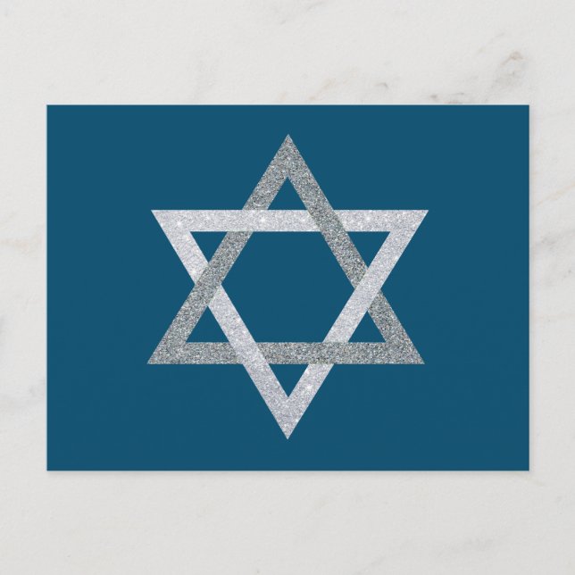 Star of David Hanukkah Glitter Postcard (Front)