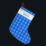Star of David Hanukkah Pattern Blue CUSTOMIZE IT Small Christmas Stocking<br><div class="desc">Customise this stocking with a name or other text. Show your love for the holidays. Hand drawn by me! Check my shop for lots more matching items like wrapping paper,  pillows,  towels and gift wrap too!</div>