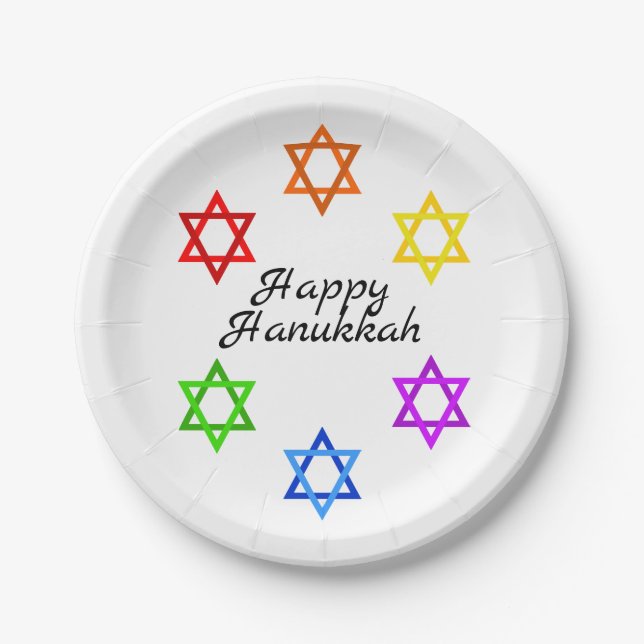 Star of David Hanukkah Pride Holiday Paper Plate (Front)