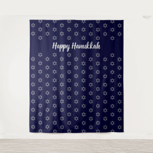 STAR OF DAVID   Happy Hanukkah Blue   Backdrop Tapestry