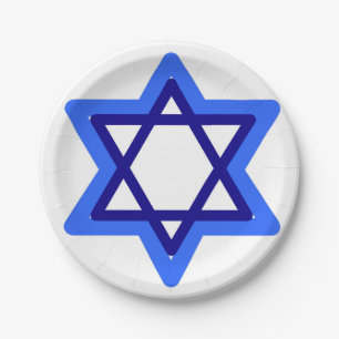 Star of David Happy Hanukkah Chanukkah Jewish Paper Plate