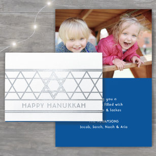 Star of David Happy Hanukkah Modern Chic Gold Real Foil Card