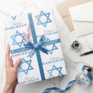 Star of David Happy Hanukkah Seamless Pattern Wrapping Paper