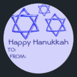 STAR OF DAVID HAPPY HANUKKAH STICKERS<br><div class="desc">STAR OF DAVID HAPPY HANUKKAH STICKERS</div>