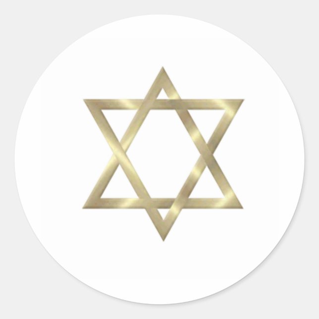 Star of David in shiny gold Classic Round Sticker (Front)