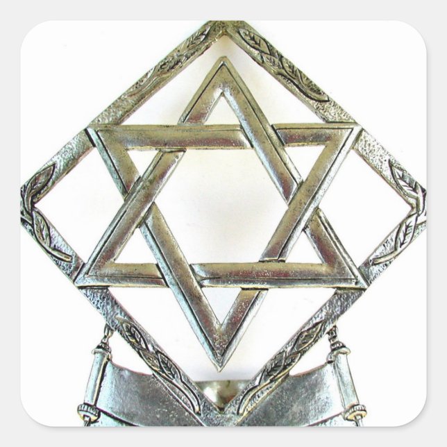 STAR OF DAVID IN SILVER SQUARE STICKER (Front)