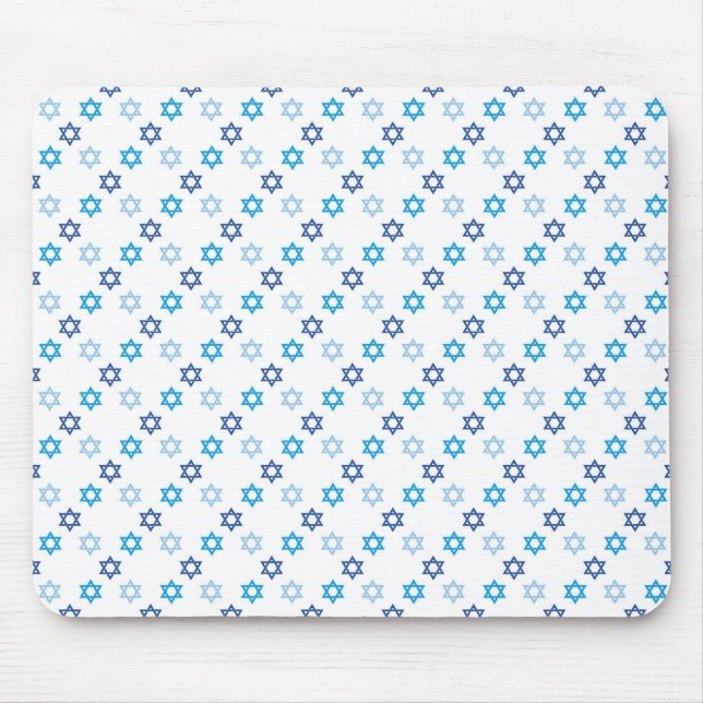 Star of David Jewish Blue and White Mouse Pad (Front)