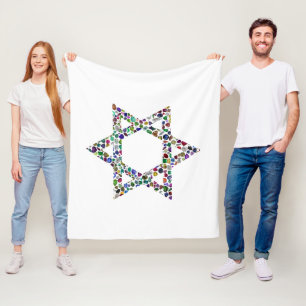 Star of David made with Gemstones in All Colours Fleece Blanket