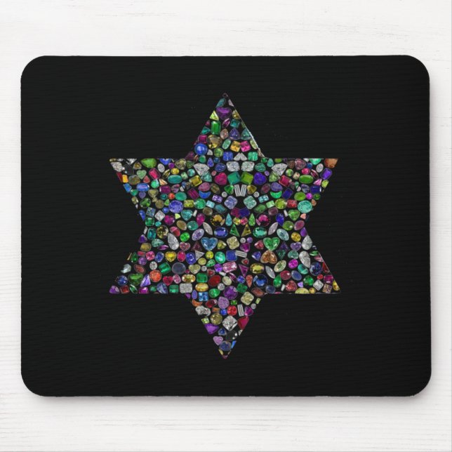 Star of David made with Gemstones in All Colours Mouse Pad (Front)