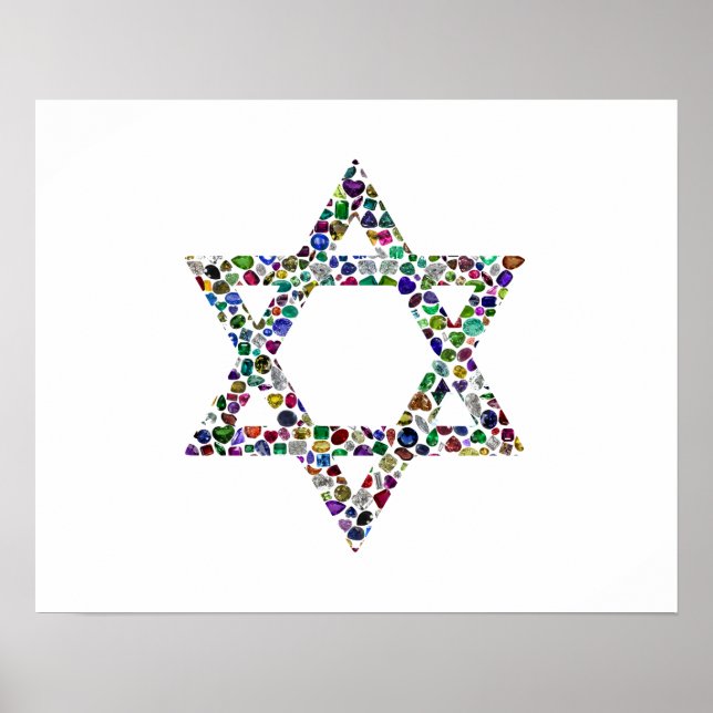 Star of David made with Gemstones in All Colours Poster (Front)