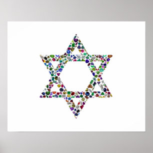 Star of David made with Gemstones in All Colours Poster