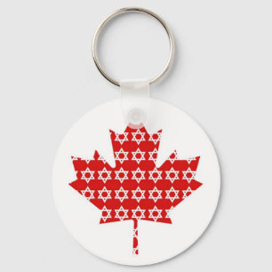 Star of David Maple Leaf Canadian Flag Ts, Gifts Key Ring