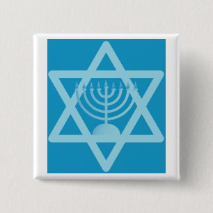 Star of David Menorah 15 Cm Square Badge