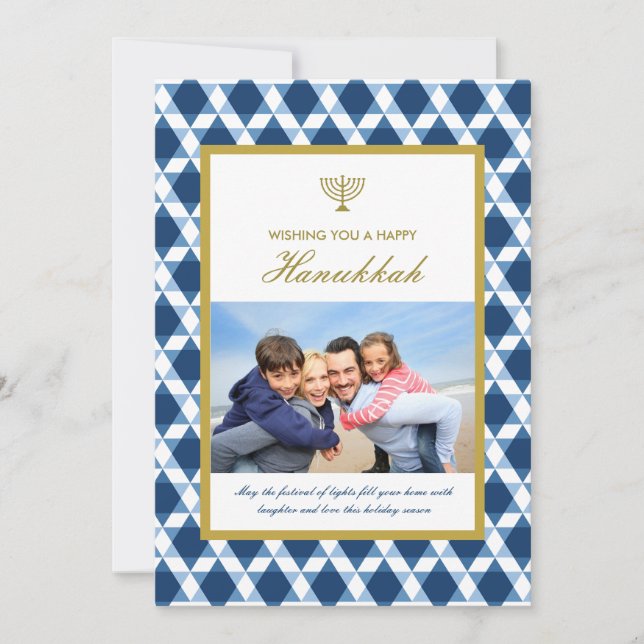Star Of David Menorah Hanukkah Photo Greetings Holiday Card (Front)