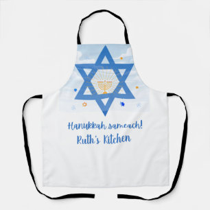 Star of David, Menorah Hanukkah Sameach Apron