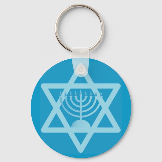 Star of David Menorah Key Ring (Front)