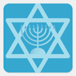 Star of David Menorah Square Sticker