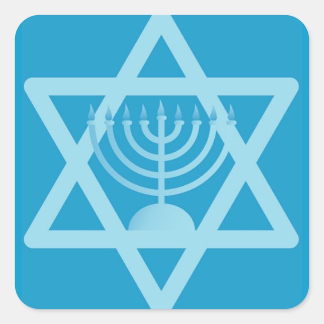Star of David Menorah Square Sticker (Front)