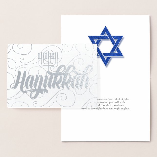 Star of David Modern Hanukkah Silver Foil Card (Display)