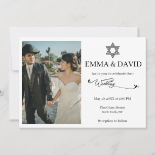 Star of David Modern Minimal Jewish Wedding Invitation