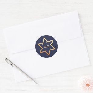 Star of David Monogram Classic Round Sticker