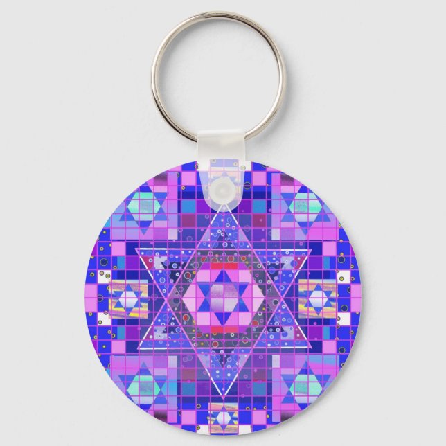 Star of David mosaic Key Ring (Front)
