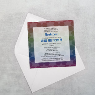Star of David Ombre Rainbow Bar Mitzvah Square Invitation
