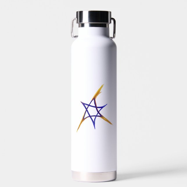 Star of David on Fire Water Bottle (Front)