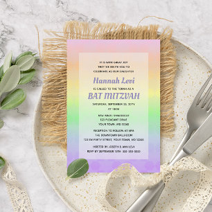 Star of David Pastel Ombre Bat Mitzvah Invitation