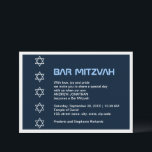 Star of David Pattern Bar Mitzvah Invitation<br><div class="desc">Star of David Pattern Bar Mitzvah invitation features five star patterns aligned vertically on a striped background,  all within a white border line. The title 'Bar Mitzvah' is in blue. Available for bat mitzvahs as well. © Morning 6</div>