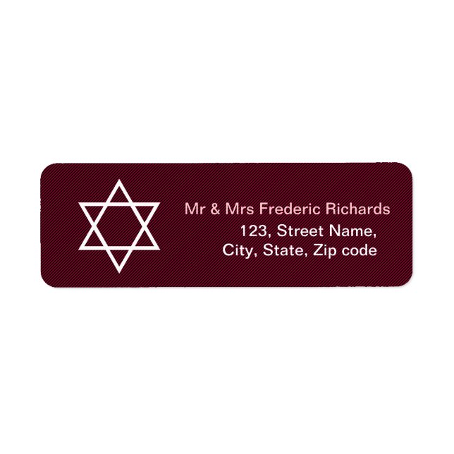 Star of David Pattern Bat Mitzvah Return Address Label (Front)