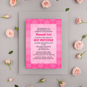 Star of David Pink Ombre Bat Mitzvah Invitation
