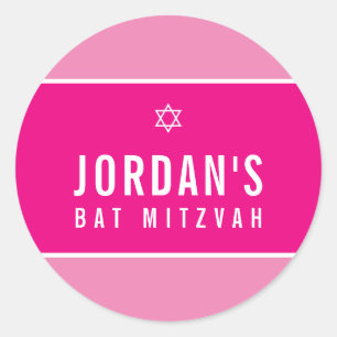 STAR OF DAVID pretty pink bat mitzvah logo Classic Round Sticker