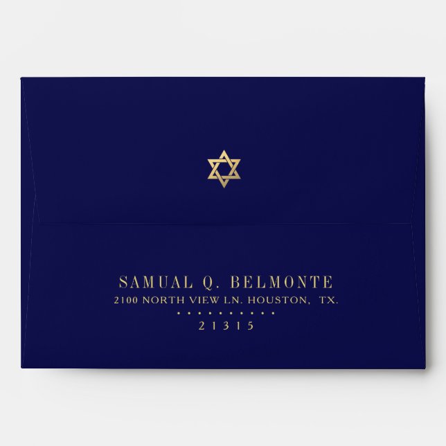 Star of David RSVP Deep Blue | Indigo Envelope (Back (Top Flap))
