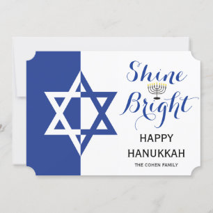 Star of David Shine Bright Hanukkah holiday blue Card
