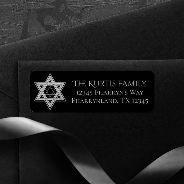 Star of David | Silver and Black Return Address Label (Creator Uploaded)