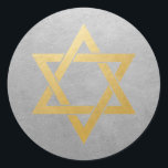 Star of David Silver and Gold Classic Round Sticker<br><div class="desc">Modern and elegant faux gold and silver metal foil effect Star of David sticker you can personalise with text or keep blank for use on your Bar Mitzvah invitation envelopes,  favours,  crafts,  party decorations or for Hanukkah and New Years cards and mailings.</div>