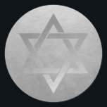 Star of David Silver Grey Modern Metal Look Classic Round Sticker<br><div class="desc">Unique silver on silver faux metallic look star of david sticker.</div>