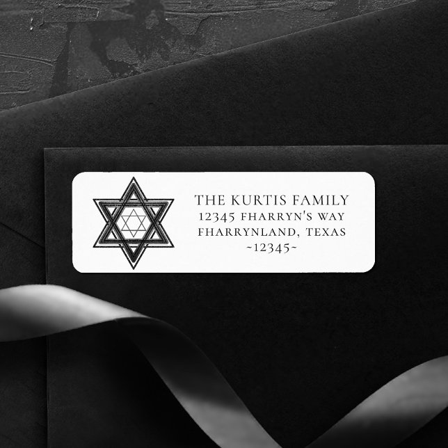 Star of David | Simple Black White Return Address Label (Creator Uploaded)