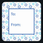 Star of David Square Sticker<br><div class="desc">These fabulous gift tags would look great on all your Hanukkah gifts.  They are so festive with blue turquoise and yellow Stars of David in all different sizes.  They'll look so cute on your gifts.</div>