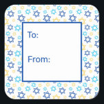 Star of David Square Sticker<br><div class="desc">These fabulous gift tags would look great on all your Hanukkah gifts.  They are so festive with blue turquoise and yellow Star of Davids in all different sizes.  They'll look so cute on your gifts.</div>