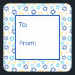 Star of David Square Sticker<br><div class="desc">These fabulous gift tags would look great on all your Hanukkah gifts.  They are so festive with blue turquoise and yellow Star of Davids in all different sizes.  They'll look so cute on your gifts.</div>