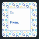 Star of David Square Sticker<br><div class="desc">These fabulous gift tags would look great on all your Hanukkah gifts.  They are so festive with blue turquoise and yellow Star of Davids in all different sizes.  They'll look so cute on your gifts.</div>