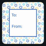 Star of David Square Sticker<br><div class="desc">These fabulous gift tags would look great on all your Hanukkah gifts. They are so festive with blue turquoise and yellow Star of Davids in all different sizes. They'll look so cute on your gifts.</div>