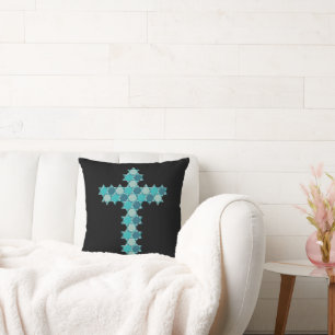 Star of David Star Cross Blue Optical Illusion Cushion