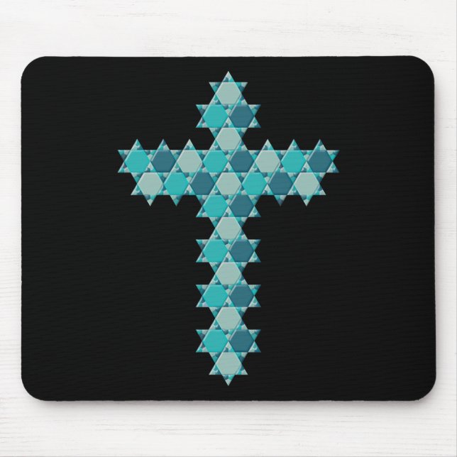 Star of David Star Cross Blue Optical Illusion Mouse Pad (Front)